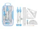 Geometry Set with Compasses and Rulers in Case, 9 Pieces, Blue