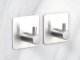 Adhesive Hooks 4 Pack, Stainless Steel Wall Hooks for Bathroom Kitchen, No Drilling, Silver