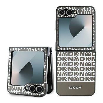 DKNY Repeat Pattern Bottom Stripe Case for Samsung Galaxy Z Flip 6, Brown