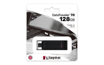 Kingston DT70 Pendrive USB-C Flash Drive 128GB USB 3.2, Black