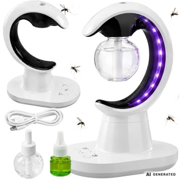 Ultrasonic Air Humidifier and Aroma Diffuser with LED Night Lamp, 90 ml, White