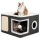 3-in-1 Cat House with Bed and Scratching Pad House1