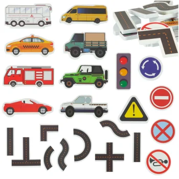 Bath Toy - Foam Puzzle for Kids Cars and Street, 23 pcs