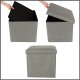 Folding Ottoman Padded Stool Storage Box, Gray