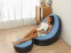 Inflatable Lounge Chair with Ottoman, Comfortable Blow Up Armchair for Home or Patio, Blue