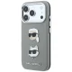 Karl Lagerfeld Saffiano Case for iPhone 18 Pro / 17 Pro Pins & Logo - Gray