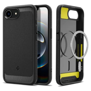 Spigen iPhone 16e Case Rugged Armor Mag MagSafe, Matte Black