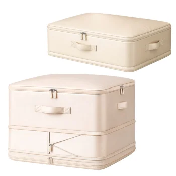 Compression Storage Bag Organizer for Clothes and Bedding 70L, Beige