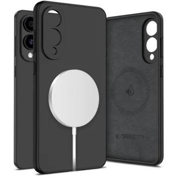 Tech-Protect Liquid Silicone MagSafe Case for Samsung Galaxy S25 Edge, Black