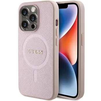 Guess iPhone 15 Pro Case Saffiano MagSafe, Pink