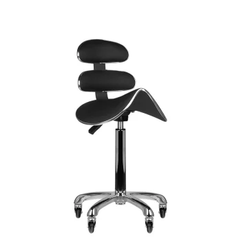 High Beauty and Hairdressing Stool AM-880 with Backrest, Black