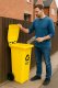 120L Plastic Waste Container with Rubber Wheels, Yellow