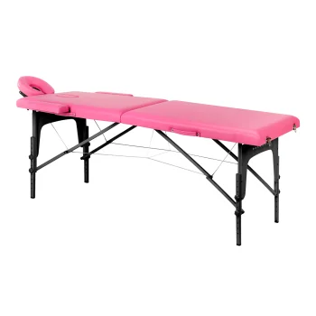 Balance Folding Massage Table, 2 Segments, Wooden Frame, Pink/Black