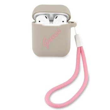 Guess AirPods Case Silicone Vintage, Gray Pink