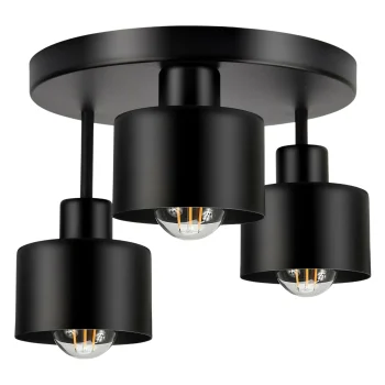 Industrial 3-Light Ceiling Pendant Light Fixture with E27 Sockets, Black