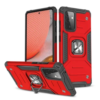 Wozinsky Ring Armor Case for Samsung Galaxy A72 4G with Ring Kickstand, Red