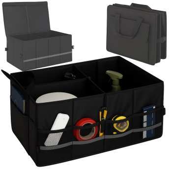 Large Foldable Car Trunk Organizer with Reflective Strip