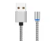 3-in-1 Magnetic Charging Cable Micro USB / Type-C / Lightning, 1m, Silver
