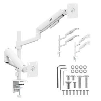 Ergo Office ER-692 W Dual Monitor Mount, Gas Spring, 17"-32", 1-10kg, White