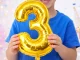 Foil Balloon Number 3 for Birthday Party Decoration 66cm, Gold