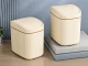 Mini Desktop Trash Can with Swing Lid, 2L, Cream