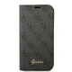 Guess iPhone 14 Pro Max Wallet Case 4G Vintage Gold Logo, Black