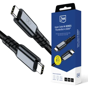 3mk Hyper Cable N-SERIES Thunderbolt 4 USB-C to USB-C Cable 1m 240W 40Gb/s - Black