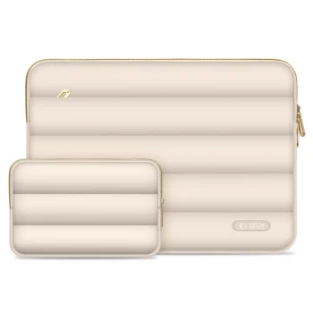 Tech-Protect Puffy 13-14 Laptop Bag with Accessory Pouch, Beige