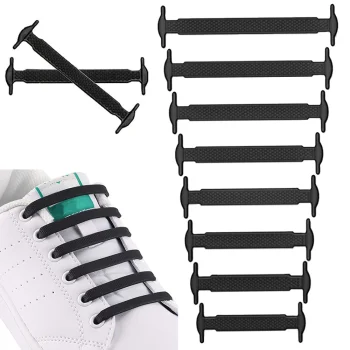 Silicone Elastic Shoelaces without Binding, 16 pcs
