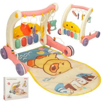 2-in-1 educational baby play mat and walker with piano Bibi-inn, pink