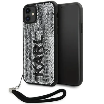 Karl Lagerfeld iPhone 11 / XR Case Sequins Cord, Silver