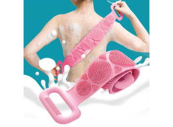 Bath Sponge Shower Body Legs Massager Silicone Brush, Pink