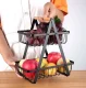 2-Tier Metal Fruit and Vegetable Basket, Black