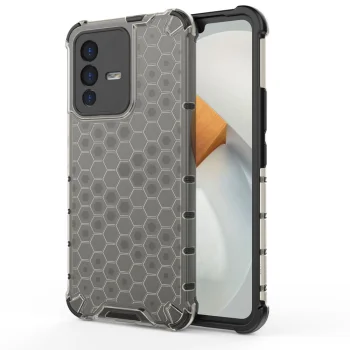 Hybrid Armored Case for Vivo V23 5G Honeycomb with Gel Frame, Black