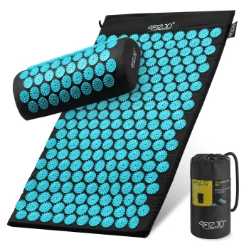4FIZJO Acupressure Mat with Pillow and Bag, Blue-Black