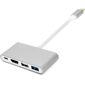 Power Plant USB-C Adapter to HDMI, 4x USB 3.0/2.0, USB-C, Gray