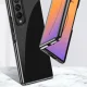 Phone Case for Samsung Galaxy Z Fold 4 Plating Case with Metallic Frame, Blue