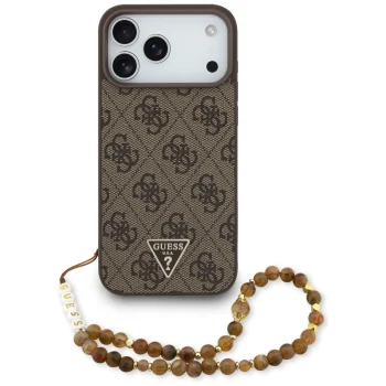Guess 4G Strap Triangle Logo MagSafe Case for iPhone 17 Pro Max, Brown