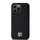 DKNY iPhone 14 Pro Max Case Leather Monogram Pattern Metal Logo MagSafe, Black