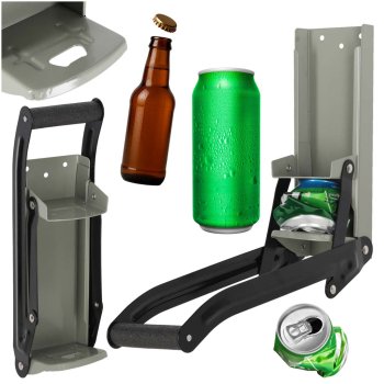 Wall-Mounted Can Crusher with Bottle Opener for Recycling