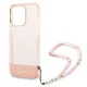 Guess Translucent Pearl Strap Case for iPhone 14 Pro 6.1\", Pink