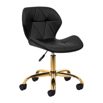 4Rico QS-06G Cosmetic Stool with Backrest, Black/Gold