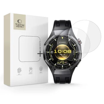 Tech-Protect Glass Fit+ Tempered Glass for Huawei Watch GT 6 Pro 46mm, 2-Pack, Transparent