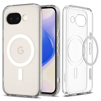 Google Pixel 10a Spigen Ultra Hybrid Mag Magsafe Case Cover, Clear and White