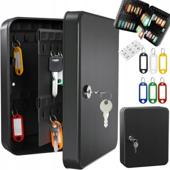 Metal Key Box Safe for 48 Keys, Black