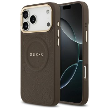 Guess Peony Hot Stamp MagSafe Phone Case Cover iPhone 17 Pro Max - Brown