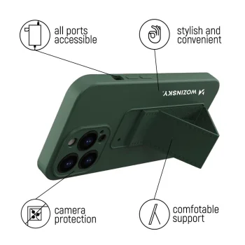 Wozinsky Kickstand Case Silicone Case with Stand for Samsung Galaxy A32 4G, Black