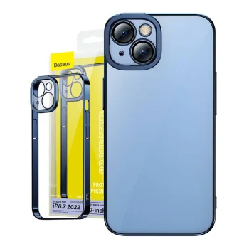 Baseus Glitter Case and Tempered Glass Set for iPhone 14 Plus, Blue