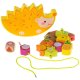 Wooden Balancing Game and Lacing Toy Hedgehog with Fruits