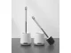 Silicone Toilet Brush with Holder, Wall-Mounted/Freestanding, White/Grey